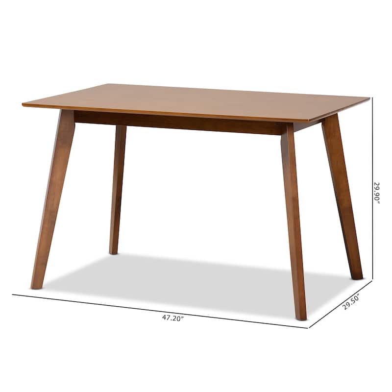 Maila Mid-Century Walnut Brown Finished Wood Dining Table