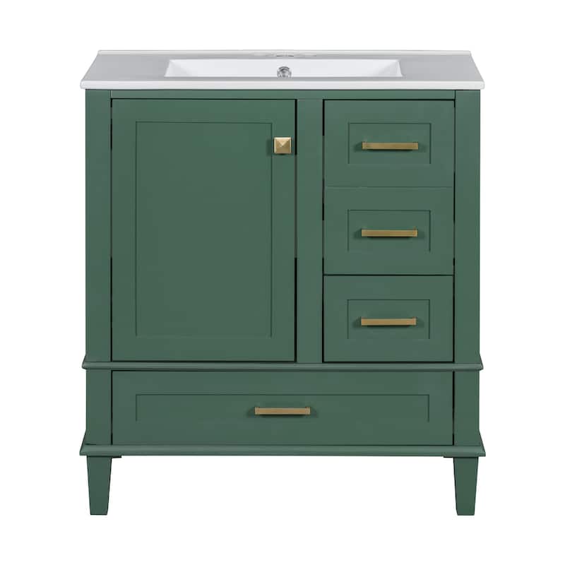 Modern Bathroom Vanity, 30" Freestanding Cabinet with Sink, Bathroom Storage Cabinet with Soft Closing Door and 3 Drawers