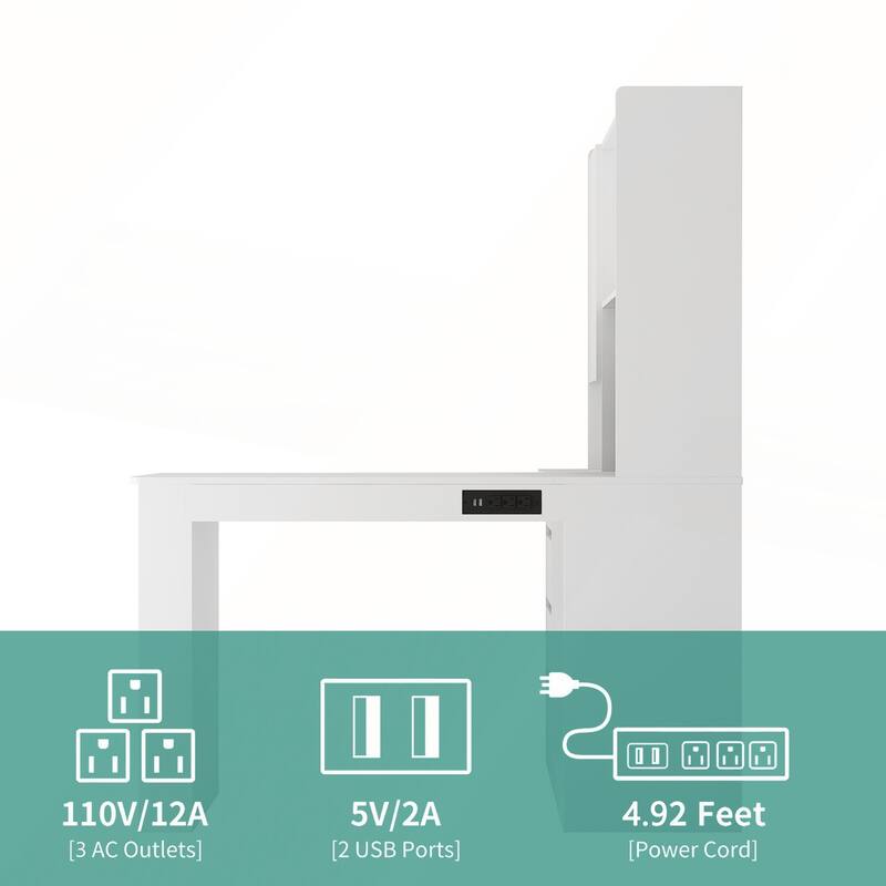 L Shaped Desk with Charger