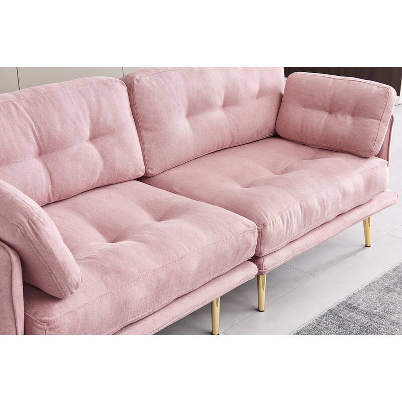3-Seater Sofa Cotton Linen Fabric Upholstered Sofa - Bed Bath & Beyond ...