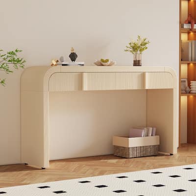 Modern Rounded Silhouette and Smooth Surface Console Table with 2 Drawers for Living Room and Entryway