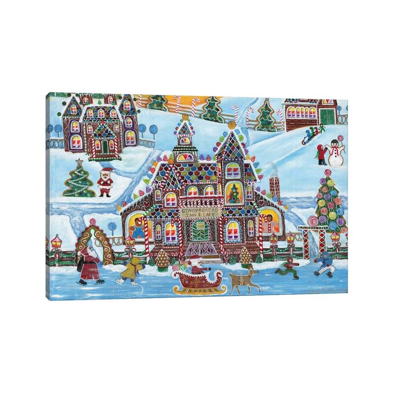 iCanvas "Christmas Gingerbread Inn and Cafe" by Cheryl Bartley Canvas Print
