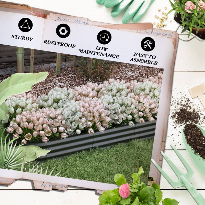 Outsunny 7.9' x 2' x 1' Galvanized Raised Garden Bed Kit, Outdoor Metal Elevated Planter Box with Safety Edging