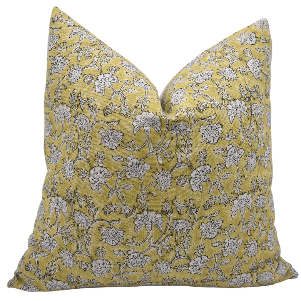 Linen Farmhouse Block print pillow Cover - Nayaab