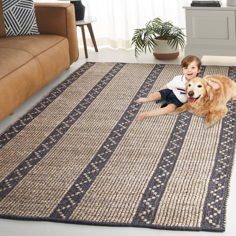 SAFAVIEH Natural Fiber Signa Casual Jute Rug - 6' Round - Natural/Grey