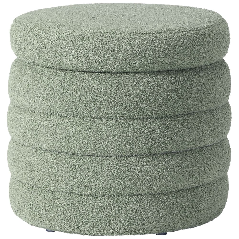Bayville 16" Tall Sherpa Round Ottoman With Storage