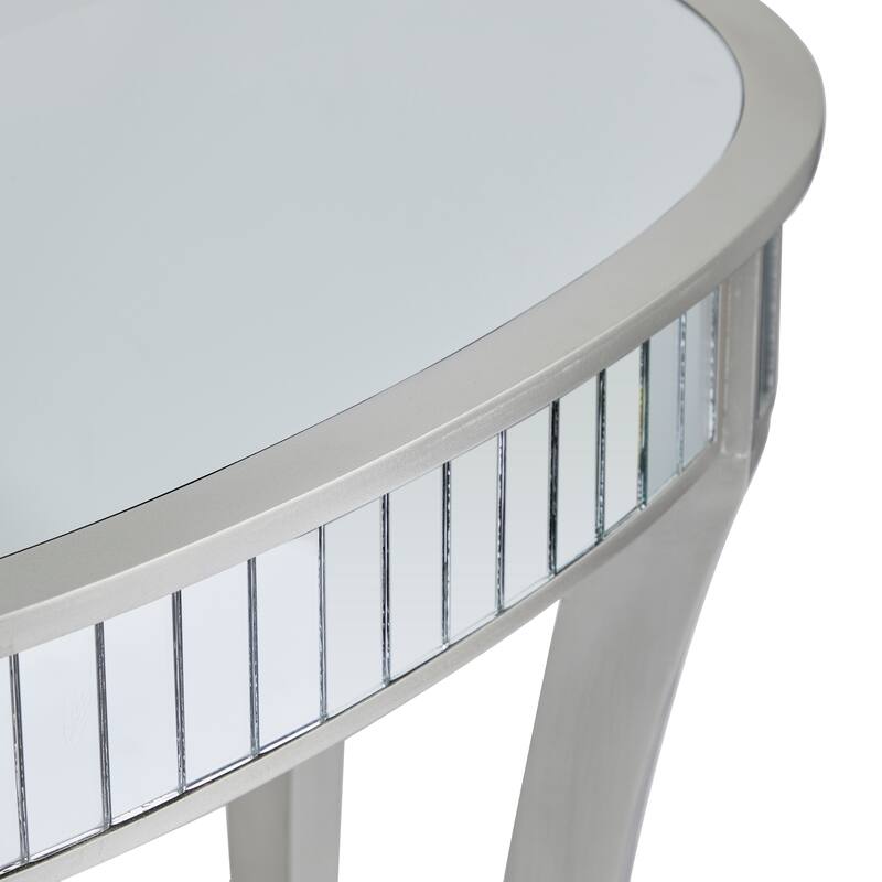 Silver Wood Mirrored 1 Shelf Console Table with Mirror (Set of 2) - 32 x 14 x 32