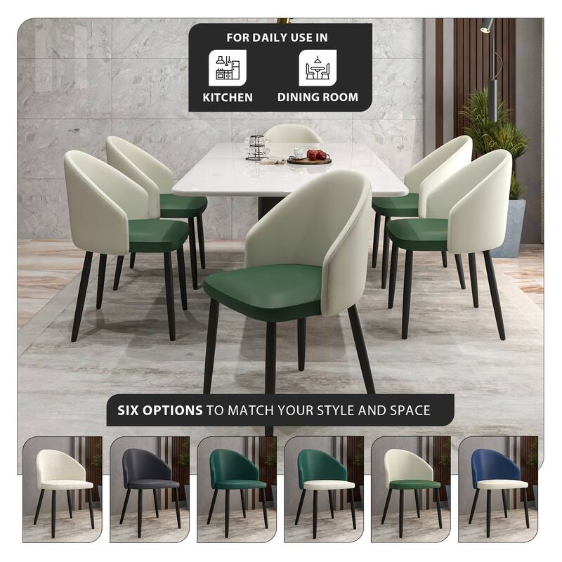 Upholstered Dining Chair in Leather/Fabric/Boucle with Wood Legs Set of 4 Paradiso Collection