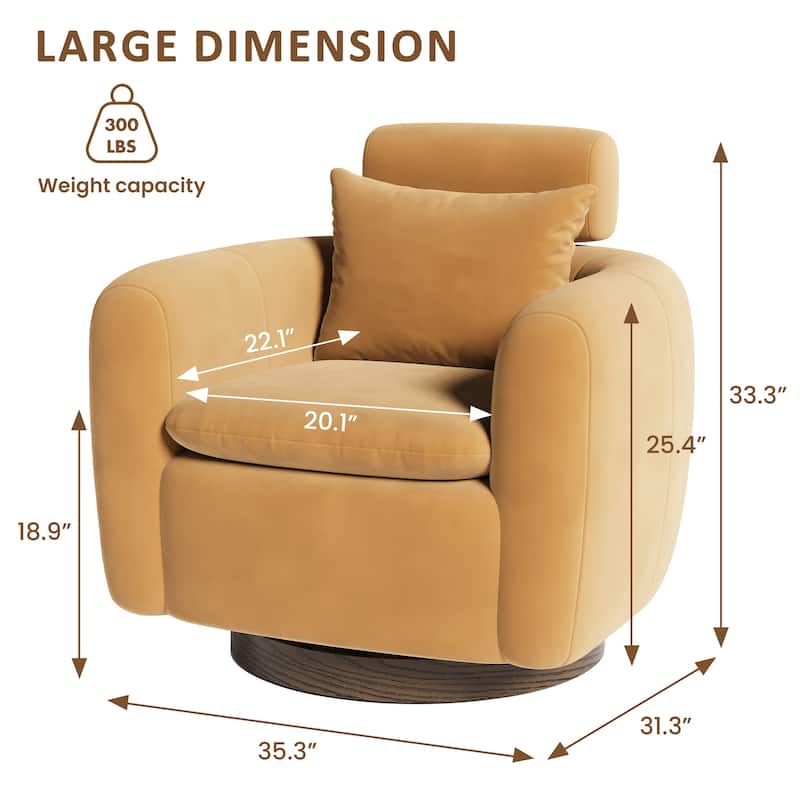 35" Oversized Swivel Accent Chair