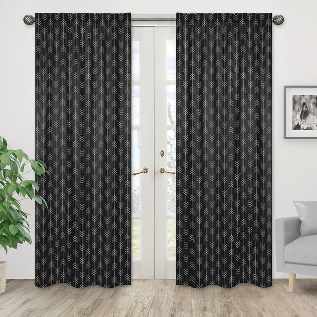 Sweet Jojo Designs Black and White Woodland Arrow Rustic Patch Collection 84-inch Window Treatment Curtain Panel Pair