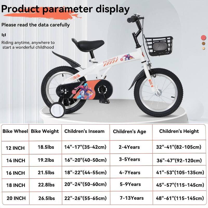 18 Inch Kids Bike with Adjustable Saddle, Dual Brakes and Training Wheels Steel Frame Bicycle for Ages 5-10