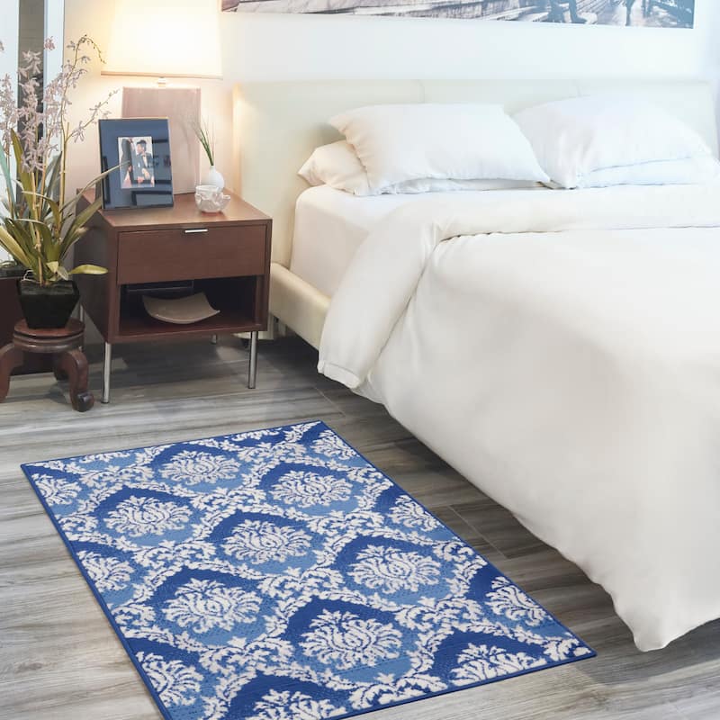 Nourison Whimsicle Boho French Country Floral Blue Ivory Area Rug - 3' x 5' - Blue - Rectangle