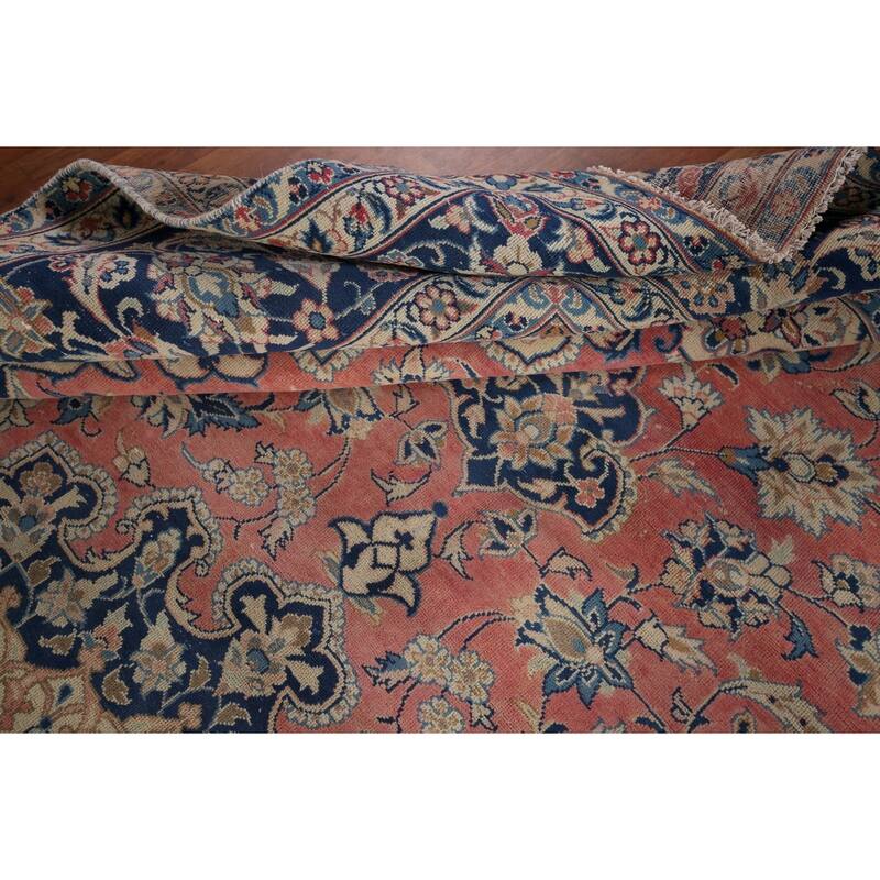 Traditional Pink Najafabad Persian Vintage Rug Handmade Wool Carpet - 9'8" x 12'9"