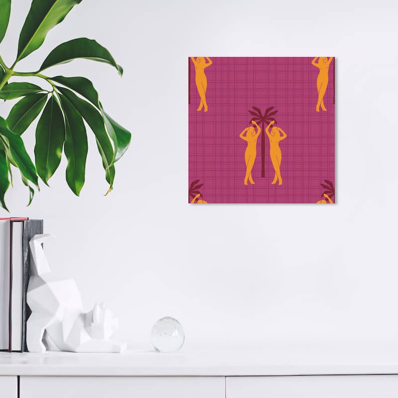 Wynwood Studio Canvas People and Portraits Just Pleasure Purple and Tropical Wall Art Canvas Print - 12 x 12