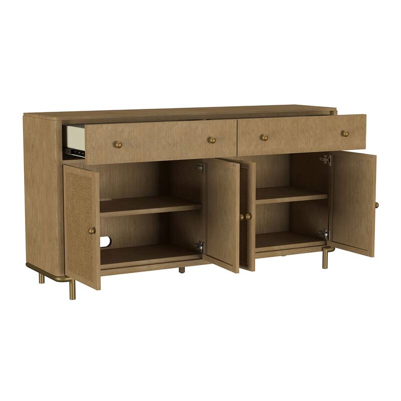 2 Drawers and 4 Doors Wooden Dining Sideboard Server in Sand Wash
