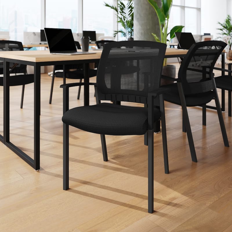 Commercial Stackable Side Chair with Steel Frame and Armrests - 23.25"D x 23.75"W x 34.25"H