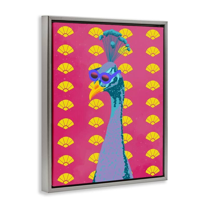 Stupell Vibrant Mod Peacock Framed Floater Canvas Wall Art Design By Marcus Prime