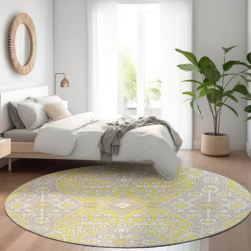 Machine Washable Indoor/ Outdoor Chantille Traditional Medallion Rug