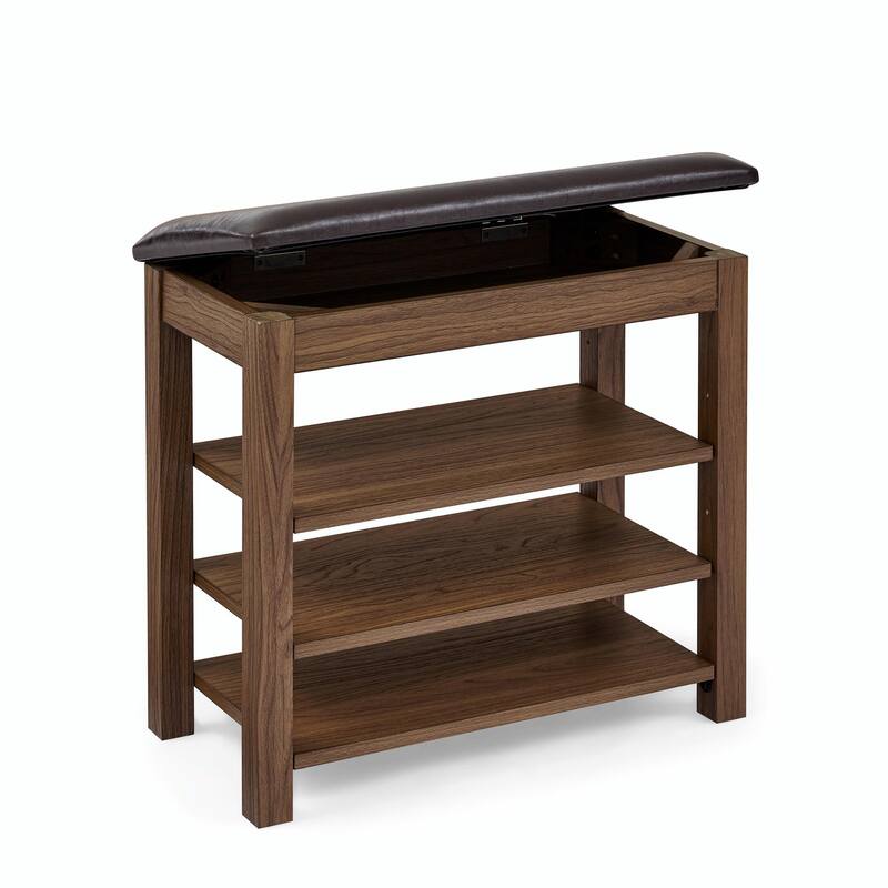 Height-Adjustable Shoe-Changing Bench Made of High-Quality Wood with Comfortable Seat and Concealed Storag