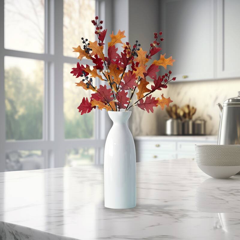 Lighted Berries and Leaves Fall Harvest Spray - 29" - Warm White