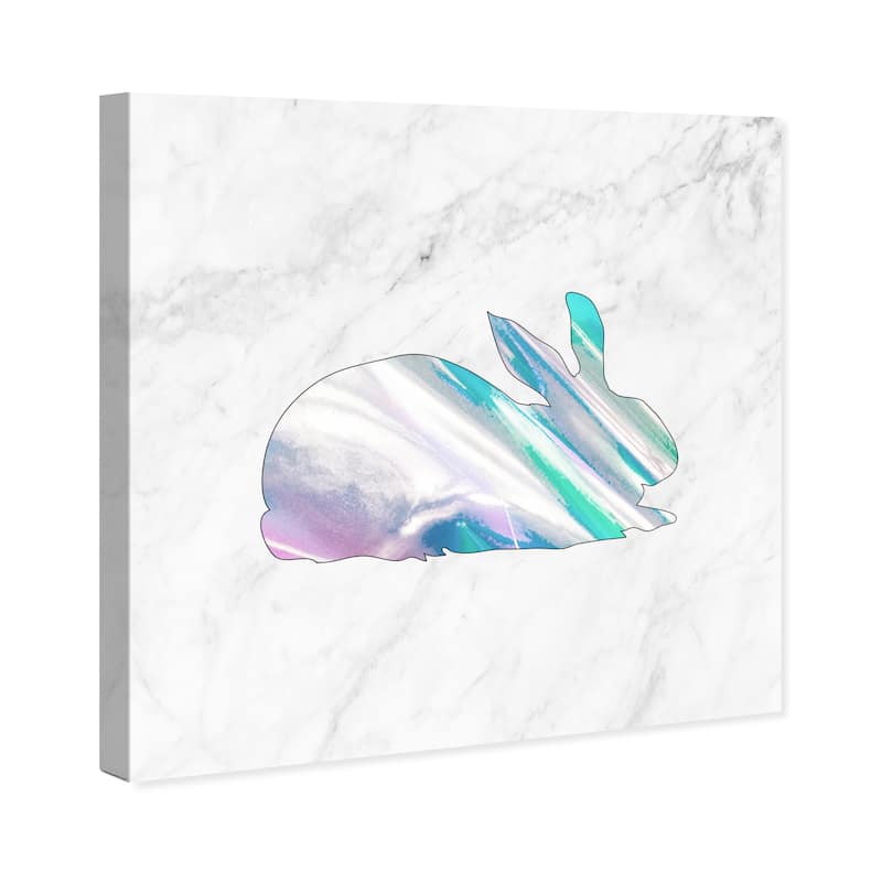 Wynwood Studio Canvas Animals Bunny Holo and Marble Gray and Metallic Gray Farmhouse Wall Art Canvas Print