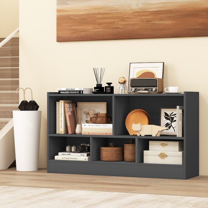 Kids Storage Cabinet with 5 Cubes and Display Shelf Bookcase Organizer for Bedroom and Playroom - 44" x 12" x 24" (L x W x H)