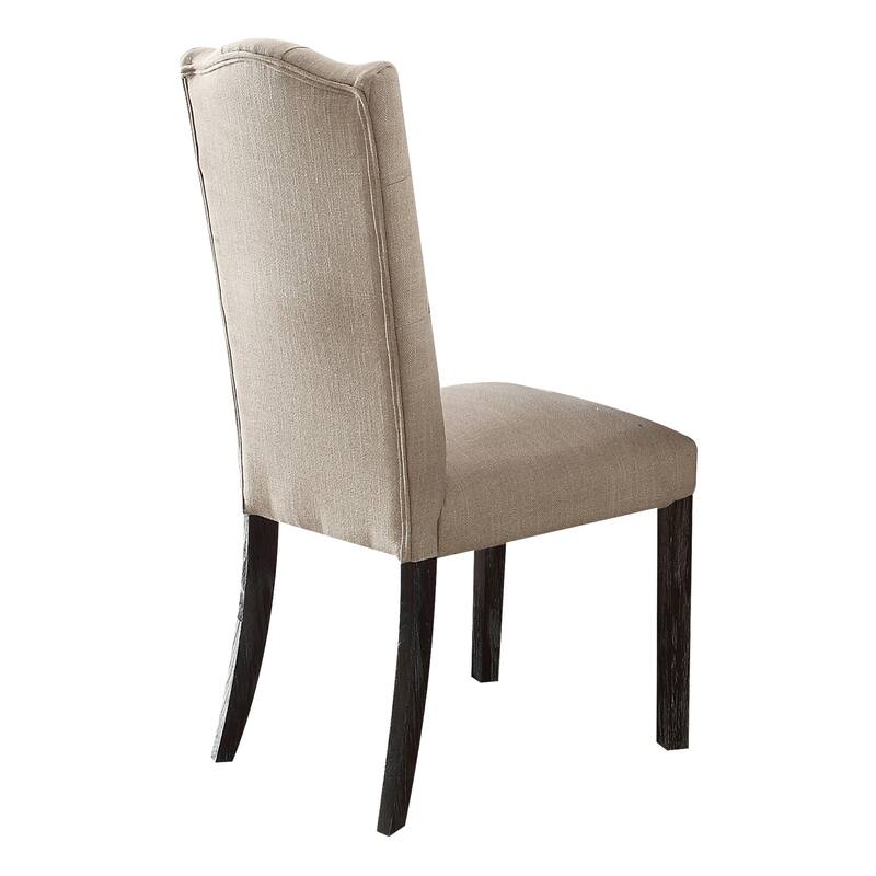 Beige and Weathered Espresso Tufted Back Side Chairs (Set of 2) - Beige