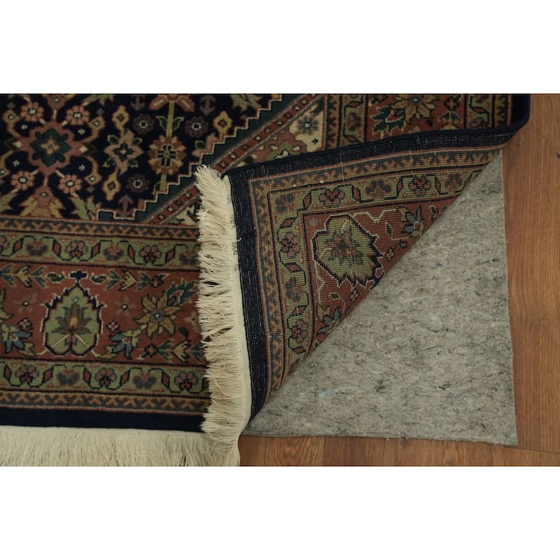 Hand Knotted Oriental 100% Wool Carpet Traditional All-Over Navy Blue & Blues Tabriz Area Rug - 8' 10'' X 5' 9''