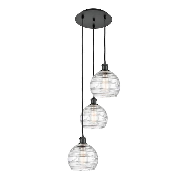 Innovations Lighting Athens Deco Swirl 3 Light 15" Multi-Pendant - Matte Black