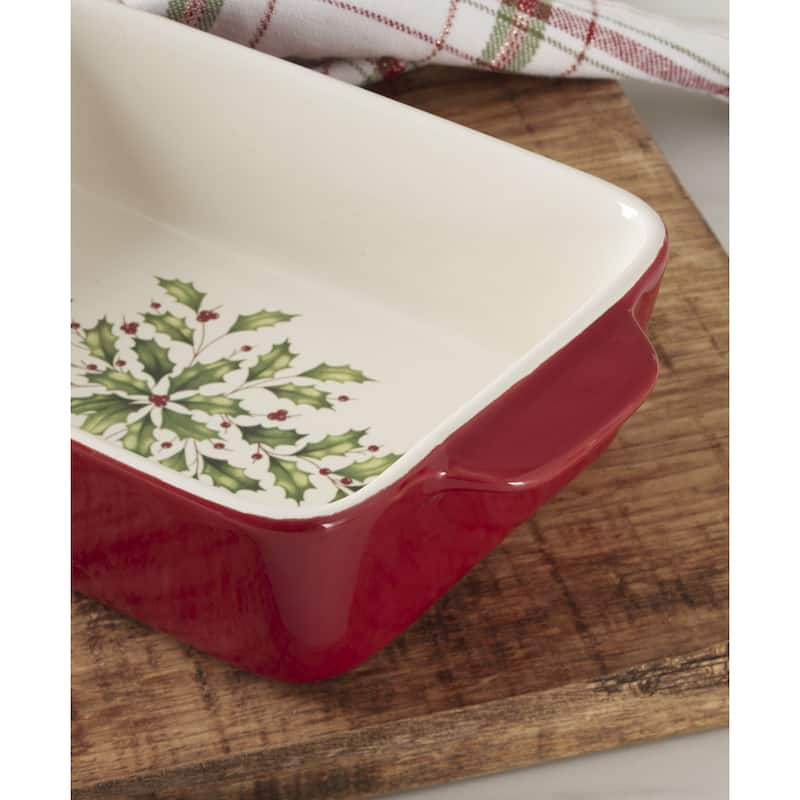 Lenox Holiday Rectangular Baking Dish, Small - 8.25"L x 4.75"W x 2"H; 0.5 Quarts