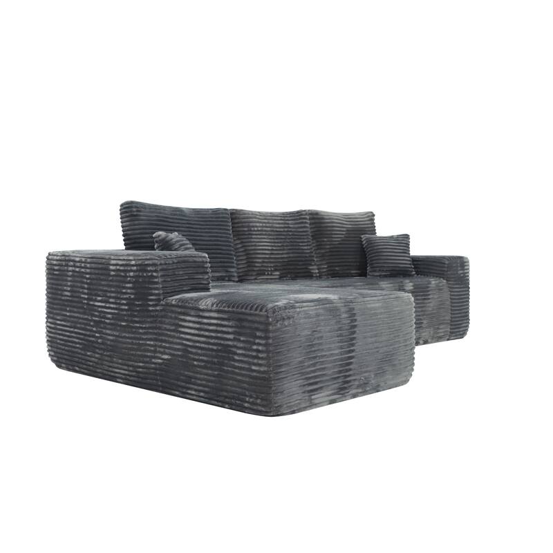 105" Corduroy Sectional Sofa with Chaise, Modern L-Shaped Modular Couch with Deep Seats, Plush Upholstered Living Room Sofa