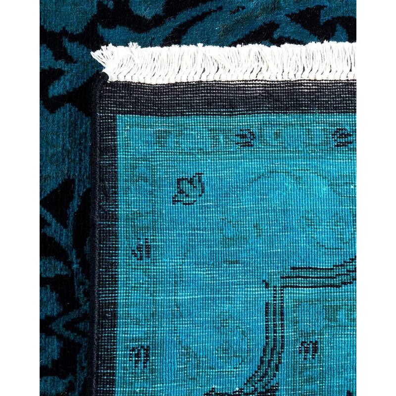 Fine Vibrance, One-of-a-Kind Hand-Knotted Runner Rug - Black, 2' 6" x 9' 10" - 2' 6" x 9' 10"