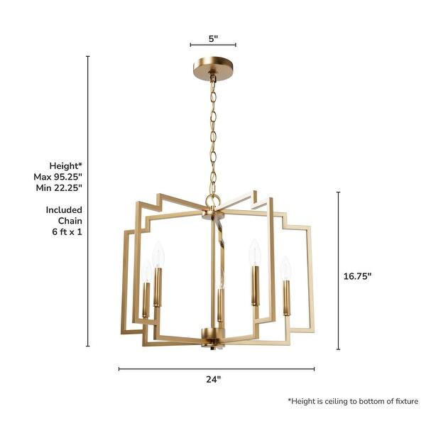 dimension image slide 1 of 3, Hunter 24" Modern 5 Light Medium Chandelier