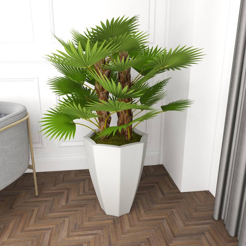 White Fiberglass Contemporary Artificial foliage - 35"L x 33"W x 54"H
