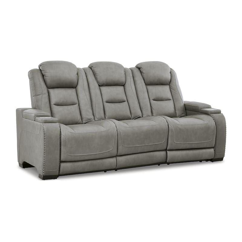 Signature Design by Ashley Man-Den Leather Power Adjustable Dual Reclining Sofa - 85" W x 40" D x 43" H
