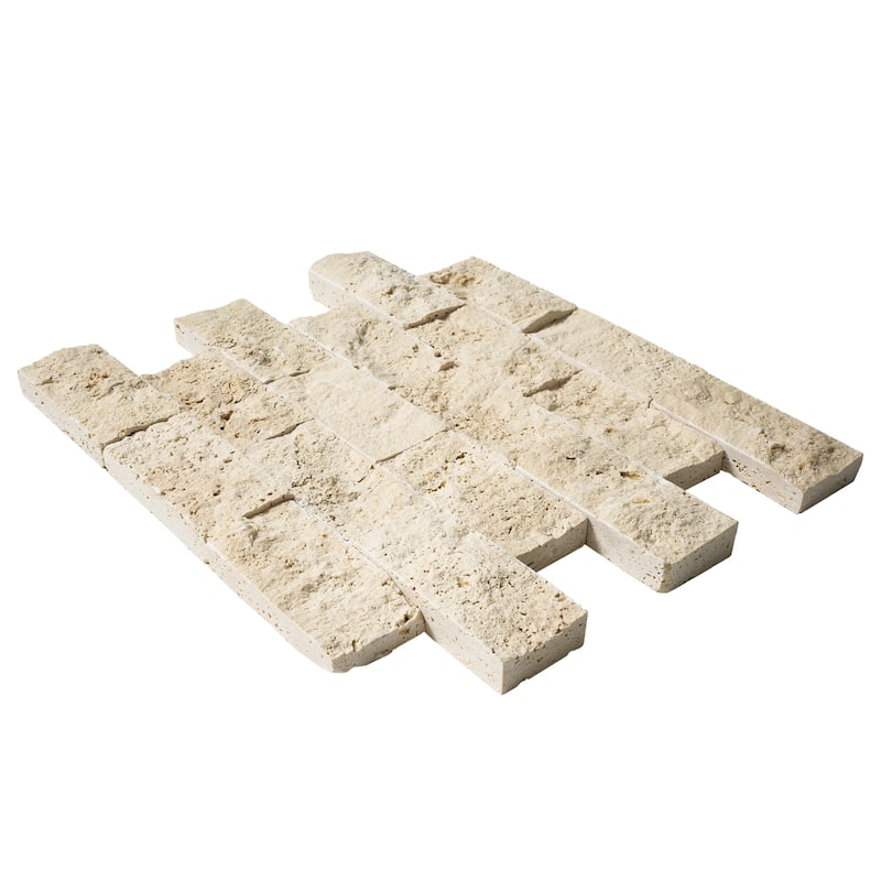 Ivory Travertine 2" x 4" Split Face Mosaic