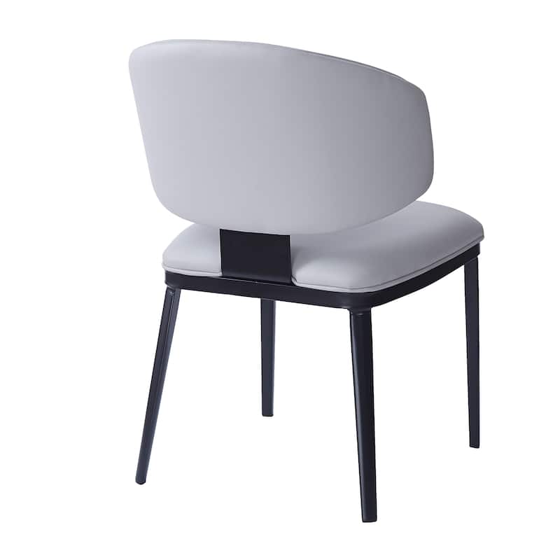 PU Leather Upholstered Dining Chairs Set of 2, Ergonomic Kitchen Side Chairs, Accent Chair with Curved Backrest & Metal Legs