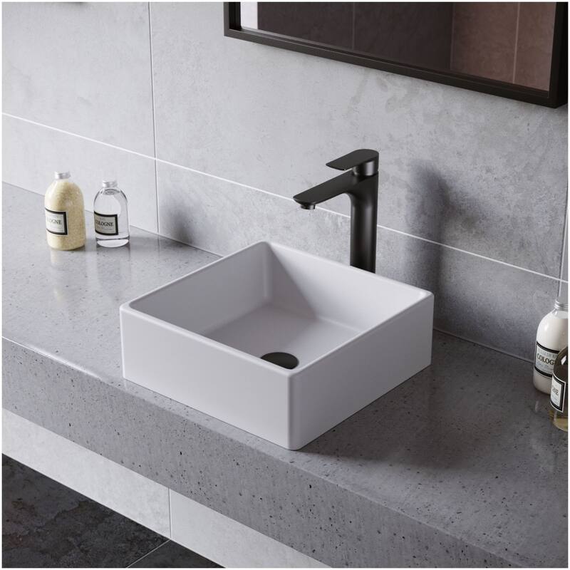 Karran USA QM174 Quattro Matte 14-1/2" Square Acrylic Vessel Bathroom