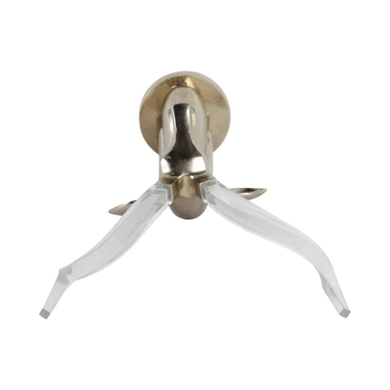 Stainless Steel Animal Head Sculpture Long Horn Design - 25" Gold