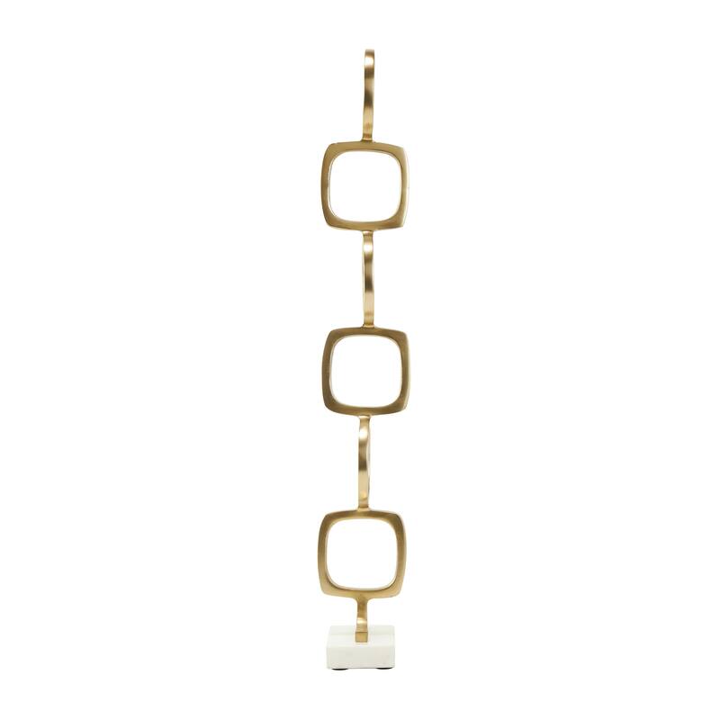 Silver, Gold or Black Aluminum Stacked Geometric Rings Sculpture with Marble Bases (Set of 2)