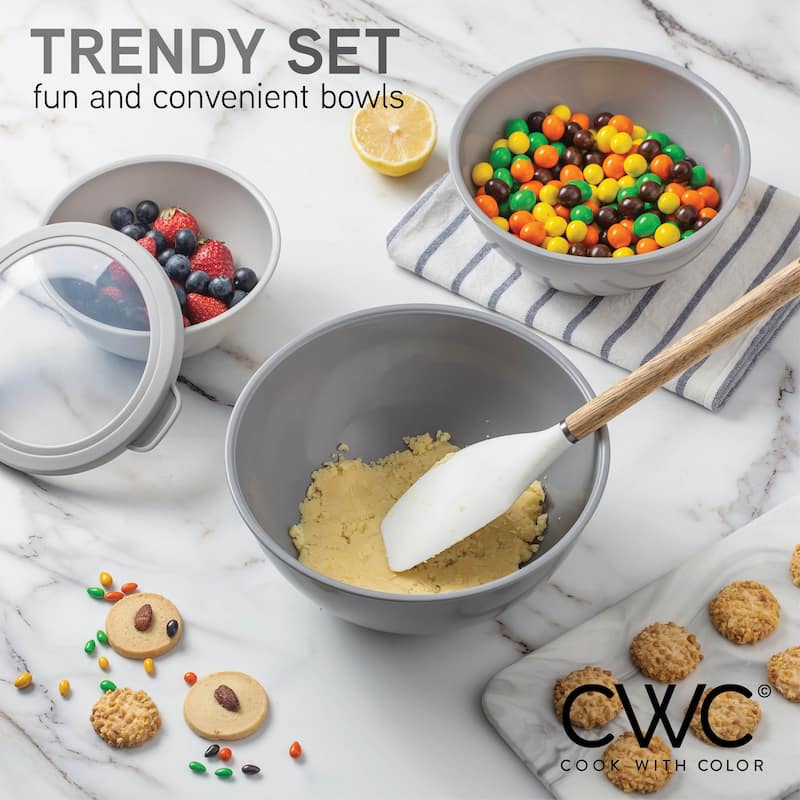 COOK WITH COLOR - 12 Piece Plastic Nesting Bowls - 6 Prep Bowls and 6 Lids, Microwave Safe