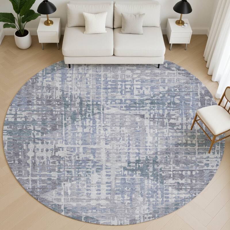 Premium Washable Super Soft Modern Diamonds Mayfield Rug - Blue - 8' x 8'