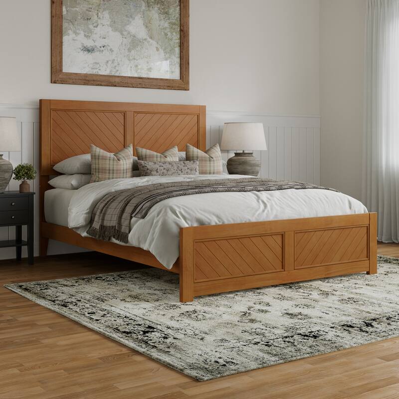 Berkshire Queen Low Profile Platform Bed with Matching Footboard - Light Toffee - Queen