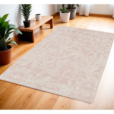 Focuq Power Loomed Distressed Floral Traditional Stain Resistant Area Rug By HomeRoots