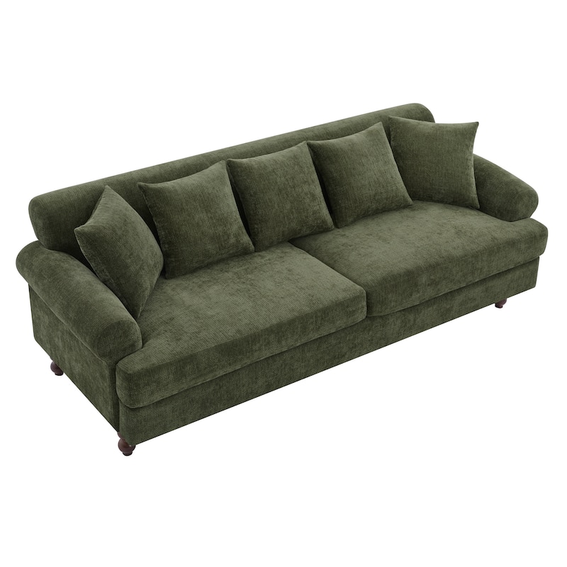 Christopher Knight Home - Loro Modern 81.5" Chenille Upholstered 3-Seater Sofa with Rolled Arms & Solid Wood Legs
