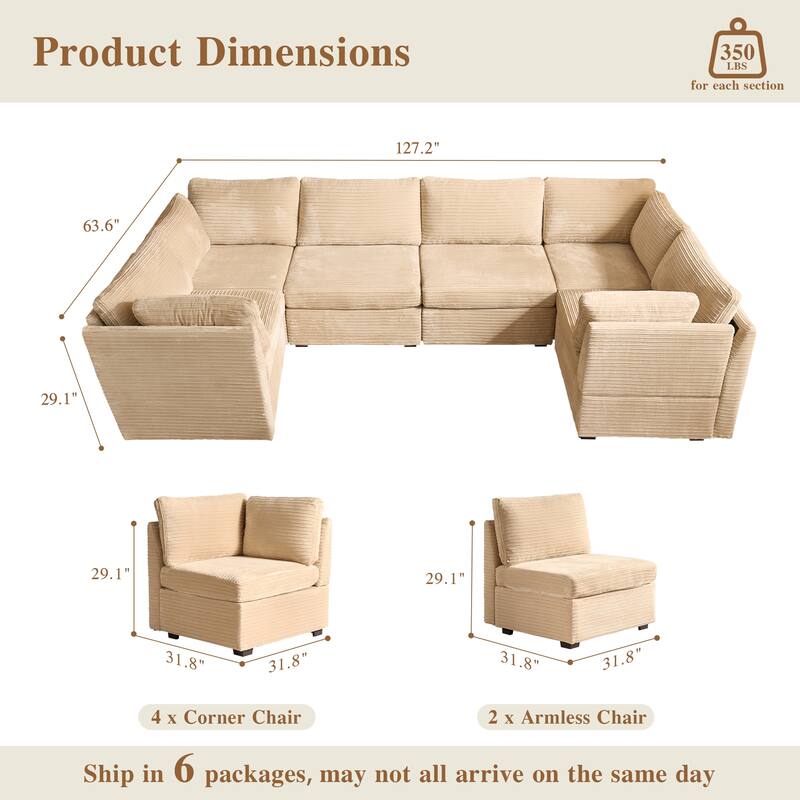 OVIOS Modern L-Shaped Fabric Sofa​