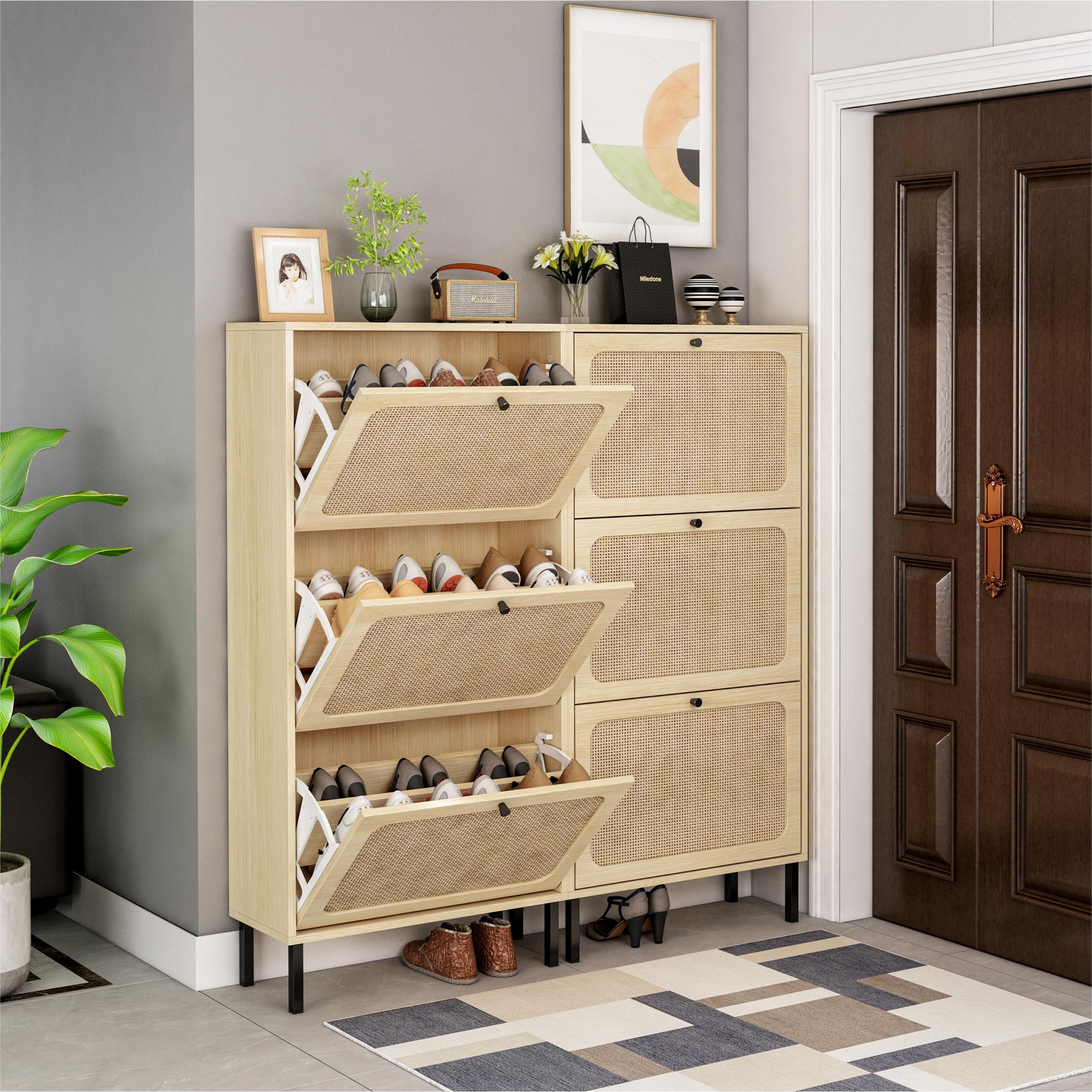 https://ak1.ostkcdn.com/images/products/is/images/direct/95b8829bfcf6ffeaee0648c200f814520ccd6f74/Freestanding-3-Flip-Drawers-Shoe-Rack-and-3-Door-Slim-Entryway-Shoe-Organizer-with-Half-Round-Woven-Rattan-Doors.jpg