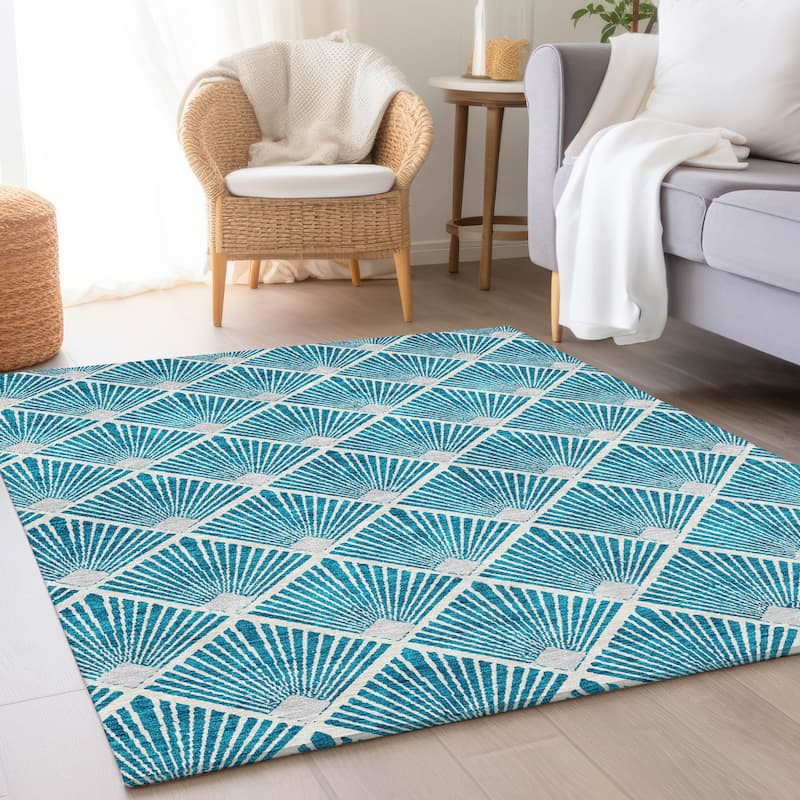 Premium Washable Super Soft Diamond Trellis Mayfield Rug - Teal - 3' x 5'