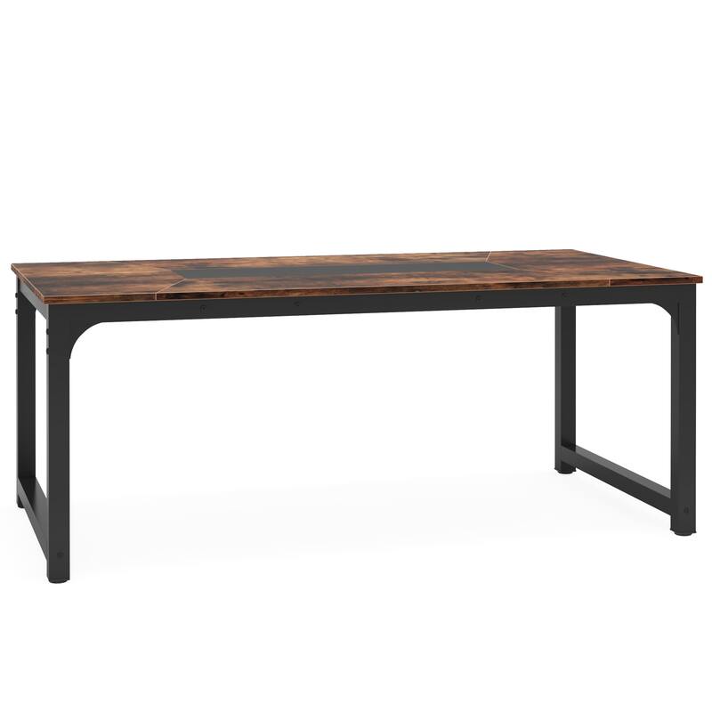 71" Industrial Dining Table for 6-8 People, Rustic Rectangular Kitchen & Dining Room Table with Heavy-Duty Metal Frame