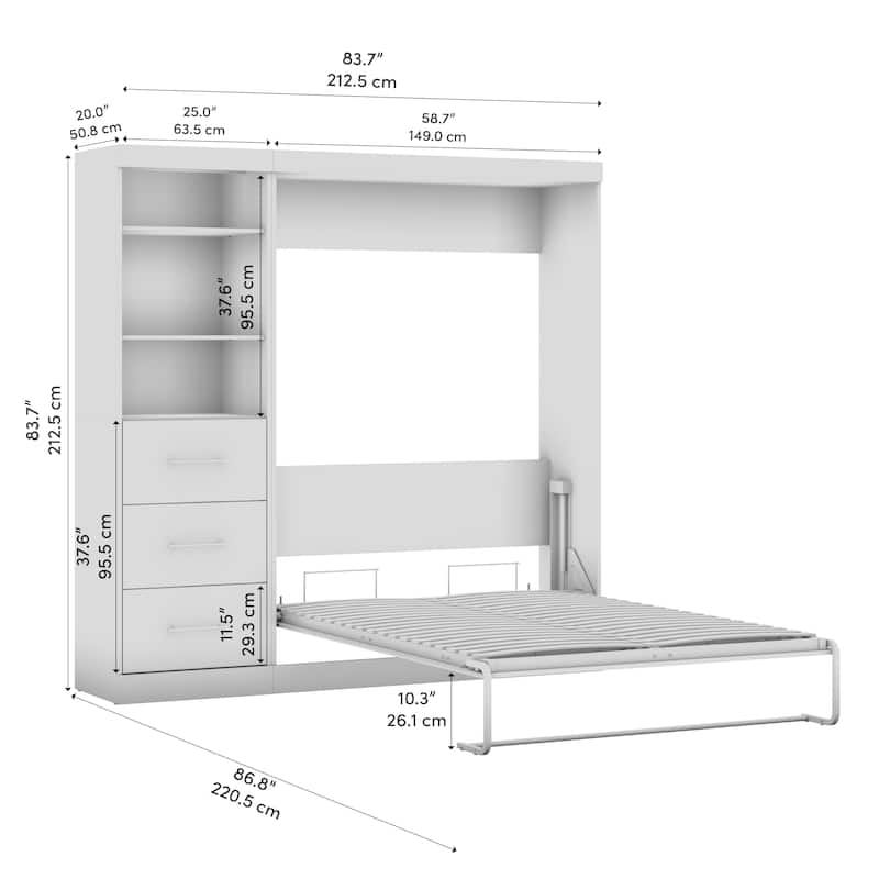 Nebula Full Murphy Bed and Closet Organizer with Drawers by Bestar